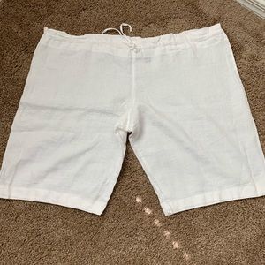 White linen shorts